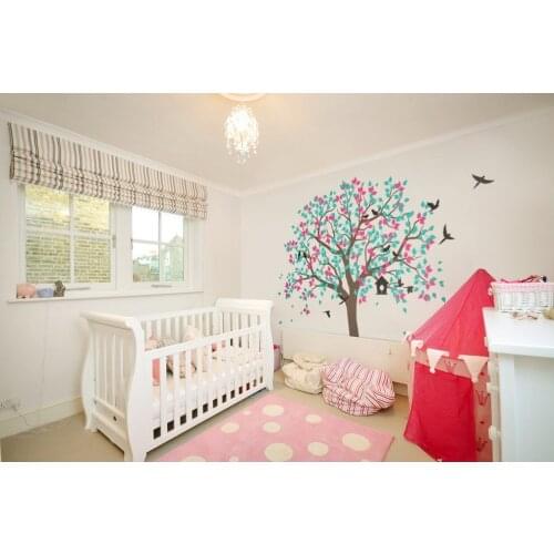 Big Large Tree With Birds Wall Stickers E-co Friendly Vinyl Wall Decal For Kids Room Waterproof Wallpaper Home Decor Mural D979C