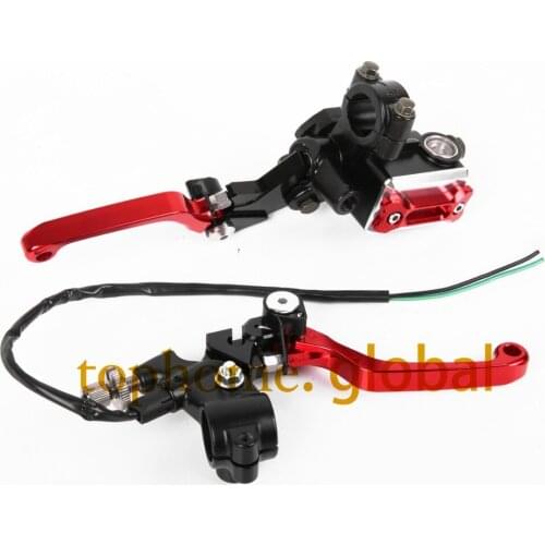 CNC 7/8" Brake Master Cylinder Pressure Switch Reservoir Levers Dirt Pit Bike Set Red For Honda CRF250X 2004-2014 2005 2006