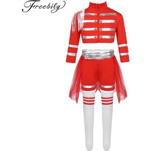 Kids Girls Team Sports Cheerleader Cheerleading Uniforms Outfit Long Sleeves Zipper Crop Tcop + Shorts Mesh Skirt Socks Teamwear