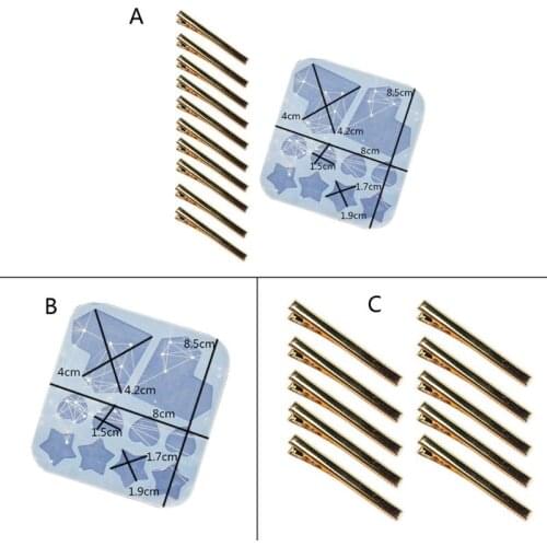 DIY Heart Star Barrettes Silicone Epoxy Resin Molds Hair Pin Acrylic Mold Alligator Hair Clip Molds Jewelry Making Tools
