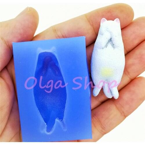 DYL935 43.0mm x 17.6mm Sleeping Cat Silicone Mold Fondant Cake Decoration Candy Resin Clay Earrings Necklace Craft Soap Candle
