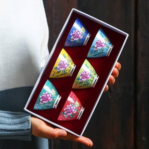 Chinese KungFu Tea Set Teacup Sake Cups Master Cup Small Tea Bowls Decor Gift l6 pcs set 60ml