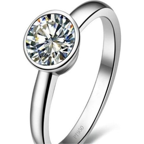 Custom 1:1 Test Positive 1Ct 6.5mm D Moissanite Diamond Ring Solid 14K White Gold Solitaire Ring