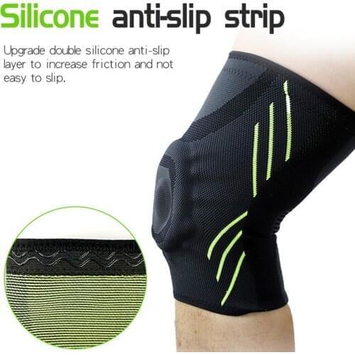 2pcs Compression Knee Support Brace Patella Protector Knitted Silicone Spring Leg Sleeve For Basketball Volleyball Knee Pads
