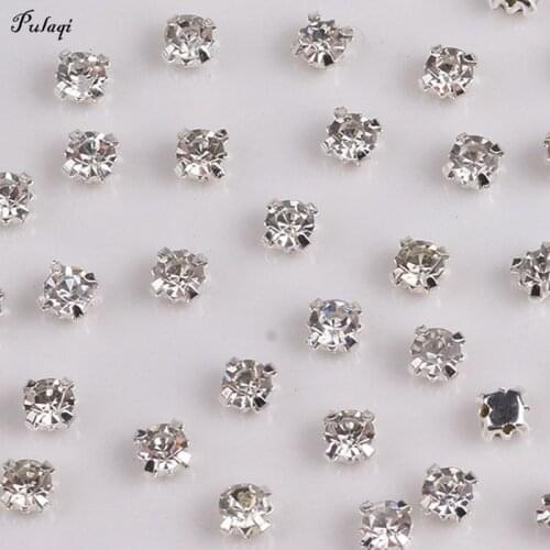 Pulaqi Crystal Beads Rhinestones Claw Sew On Rhinestones Silvery Loose Flatback Rhinestone Craft Clothes DIY Accessories Decor