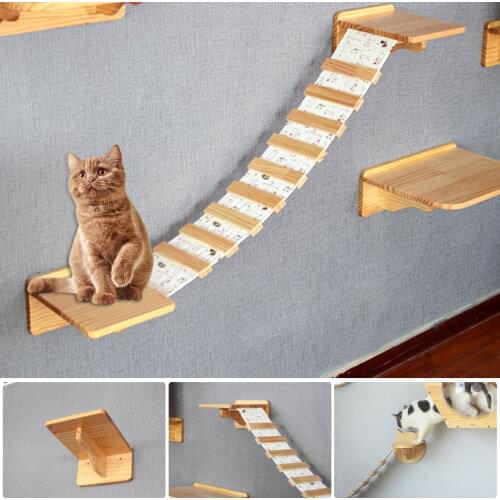 Cat Ladder Steps Pet Cat Wall Mount Staircase Climbing Shelf Cat wall cat climbing platform habitat cat jumping bridge pet toy