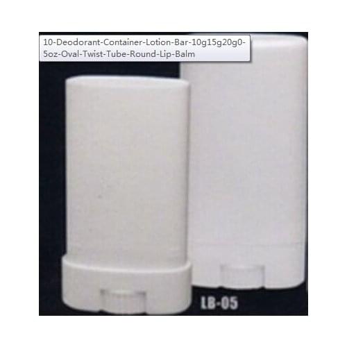 Lot of 10pcs 15ml White Deodorant Container Lotion Bar 15g Oval Twist Tube Round Lip Balm 0.5oz