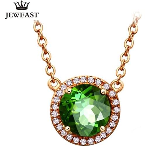 LSZB Natural green tourmaline 18K Pure Gold Pendant Real AU 750 Solid Gold Upscale Classic Party Fine Jewelry Hot Sell New 2020