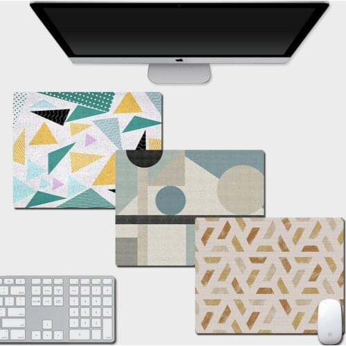 Small 26x21cm Office Mouse Pad Mat Game Gamer Gaming Mousepad Keyboard Geometric Stripes Desk Cushion for Tablet PC Notebook