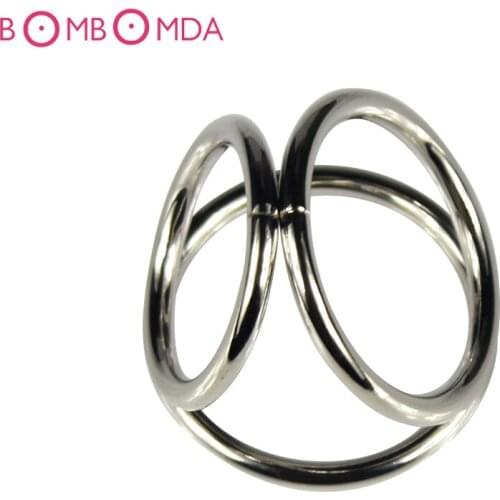 Stainless Steel Male Chastity Device Penis Cock Dick 3 Rings Sleeve Belt Sex Toys Products For Men Adult Game