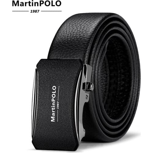 MARTINPOLO Men Belt Genuine Leather Automatic Buckle High Quality Business Waistband Black Male Belt Jeans Fashion Belts MP5101P