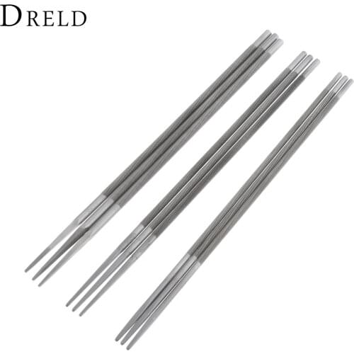 DRELD 3Pcs/lot High Carbon Steel Round Saw Chain File Set Chainsaw Sharpener Size 5/32" 3/16" 7/32" Metalworking Tools