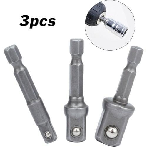 3pcs/set Chrome Vanadium Steel Socket Adapter Set Hex Shank 1/4" 3/8" 1/2" Extension Drill Bits Bar Set Power Tools
