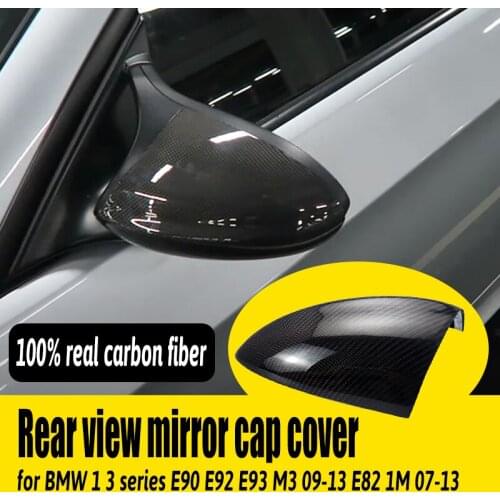 Car Side Styling Real Carbon Fiber Mirror Cover Caps Sticker Accessories Shell for BMW 1 3 Series E90 E92 E93 M3 E82 1M 2007-13