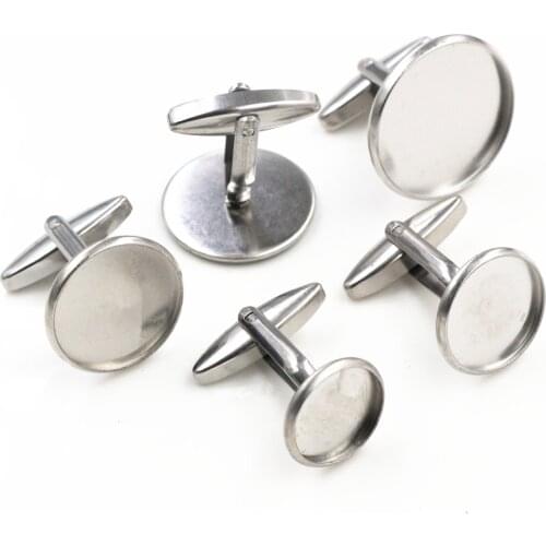 Never Fade 10pcs/ Lot 10mm,12mm,14mm,16mm,18mm,20mm, Stainless Steel Cufflink Base Cuff Link Settings Cabochon Cameo Base