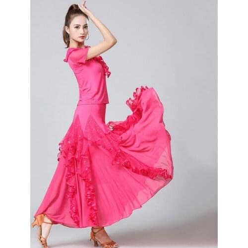 Latin Dance Dress Women Sleeve Tango Rumba Flamengo Ballroom Dance Dress For Women Costume Big swing skirt