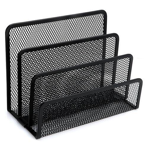 Black Mesh Letter Sorter Mail Business Document Tray Desk Office File Document Organiser Holder Metal Desktop Book Shelf Rack