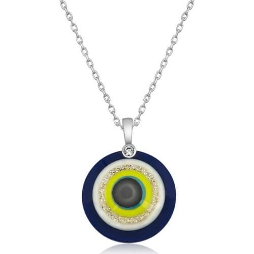 Real Silver 925 Jewelry Silver 100 Languages You Love Evil Eye Necklace