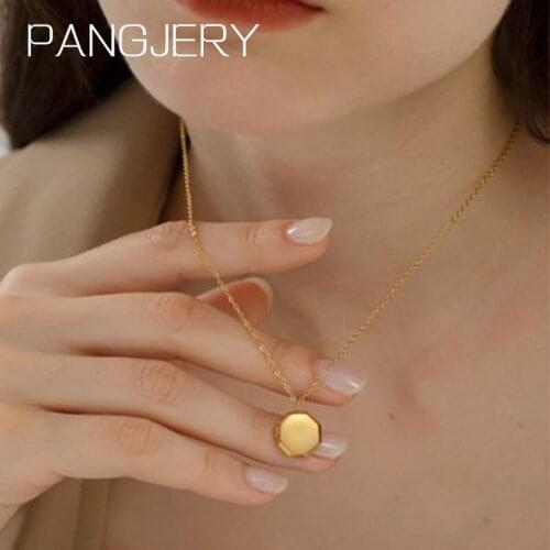 PANGJERY 925 Sterling Silver Necklaces for Women New Fashion Simple Charming Polygon Geometric Engagement Fine Jewelry Gifts