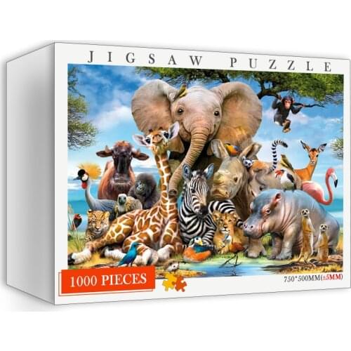 African Animals Wooden 1000 Pieces Jigsaw DIY Assembling Puzzles 1000 Pieces Wooden Puzzle Toys for Adults Kids Games Nice Gifts