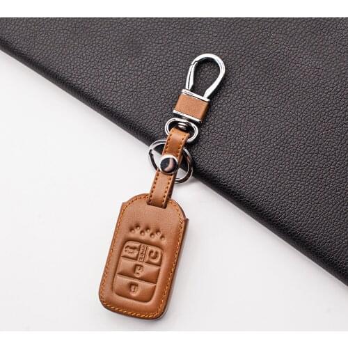 Popular Soft Leather Car Key Case Protector For Honda Civic Crv Crad V Accord Pilot 2015-2018 4 Buttons Remote Key Cover Fob