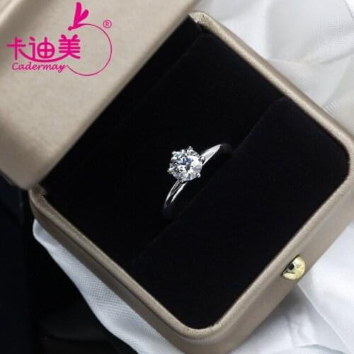 Luxury 18K Gold Moissanite Diamond Ring Classic 6 Claws Setting 6.5mm Round Brilliant Cut D VVS1 Moissanite Rings for Wedding