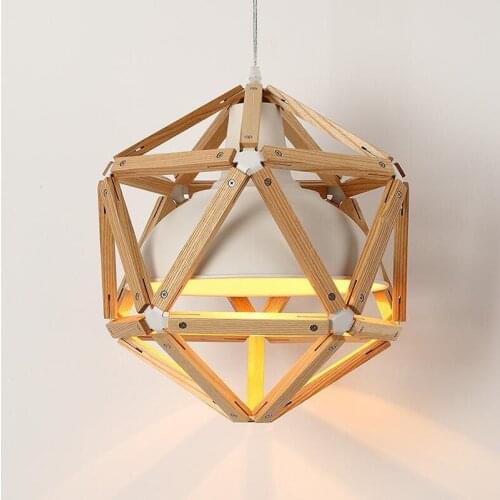 Vintage Loft Wood Aluminum Block Pendant Light for Dining Room Living Room Bar Shop 80-265V 2123
