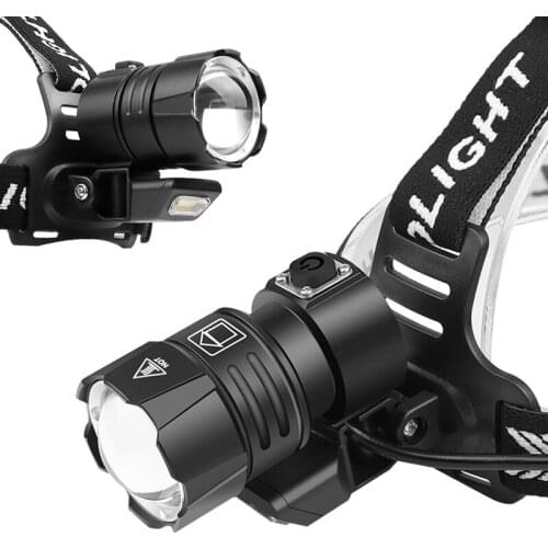 XHP90.2 Outdoor Led Headlamp Head Light Zoom Headlight COB Head Flashlight Lamp Torch by 3* 18650 Battery for Fishing,Camping