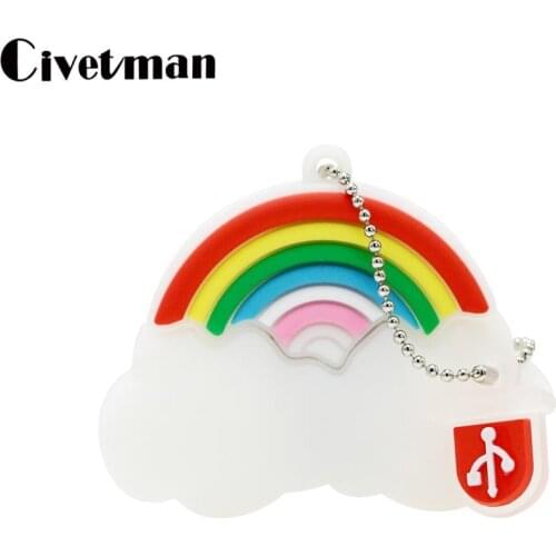 Cartoon Colourful Rainbow USB Flash Drive 256G Super Cute Cloud Shape Pendrive 8GB 16GB 32GB 64GB 128GB USB2.0 Memory Stick Disk