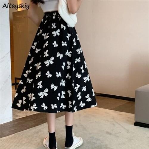 Skirts Women Leisure Mid-calf All-match 6 Colors Students Stretchy Colorful Trendy Elegant Simple Summer Print Aesthetic Ulzzang