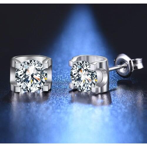 925 real Silver Snowflower Stud Earrings Pass Diamond Test 0.5/1/2ct F color Moissanite Simplicity Stud Earrings for Women Gift