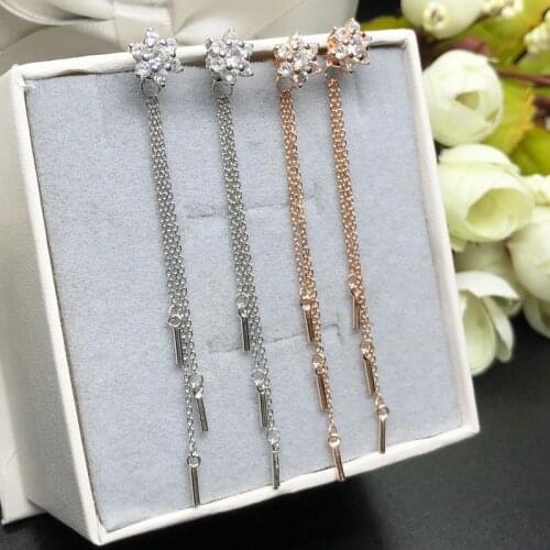 Fnixtar 925 Sterling Sliver Dangle Earrings for Women Jewelry Accessories 2018 Flower Drop Women Earrings Valentines Day Gift