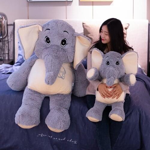 1pc Big Size Baby Elephant Plush Toys Soft Appease Doll Toys Kawaii Elephant Pillow Stuffed Toy for Kids Girls Birthday Gift