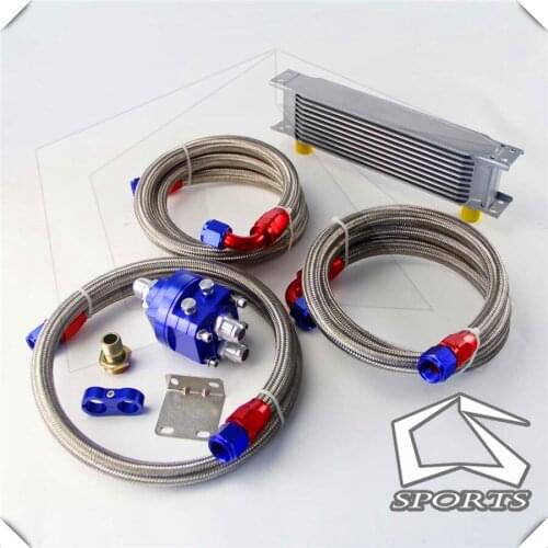 10 ROW AN-10AN UNIVERSAL OIL COOLER + FILTER RELOCATION KIT