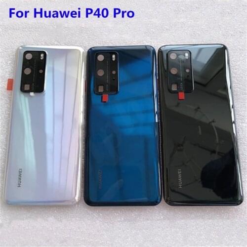 100% Original Tempered Glass Back Cover For Huawei P40/P40 Pro Spare Parts Back Battery Cover Door Housing + Camera frame