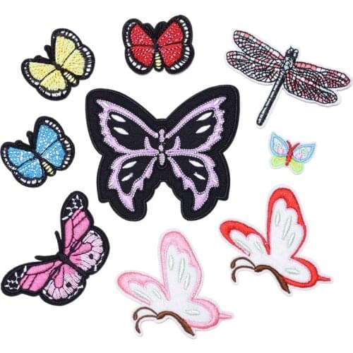 100pcs/lot Embroidery Patch Butterfly Dragon Shirt Handbag Clothing Decoration Sewing Accessory Diy Iron Heat Transfer Applique