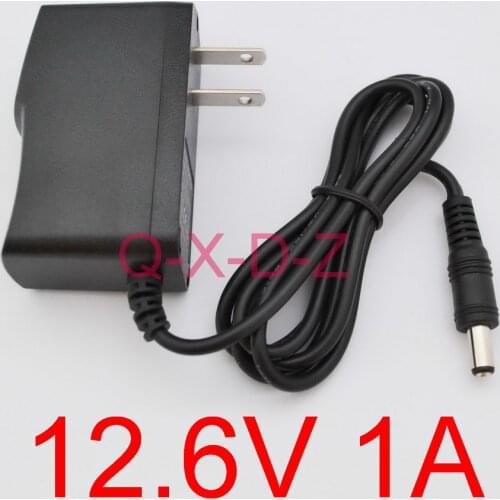 100PCS High quality 12.6V 1000mA 1A 5.5mm*2.1mm Universal AC DC Power Supply Adapter Wall Charger US For lithium battery