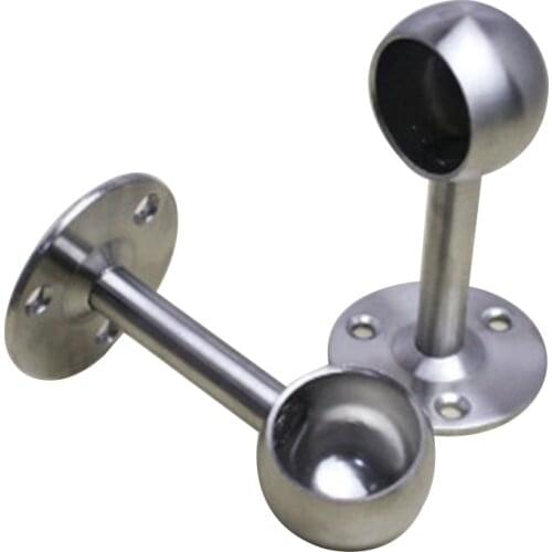 4 Pcs Shower Curtain Closet Rod Holder Pipe Flange Socket Ceiling Mount Bracket Stainless Steel GQ999