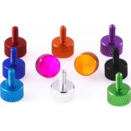 5pcs M3 aluminum alloy pineapple grain knurled hand screws high head big flat headel handle screw color bolts 8mm length