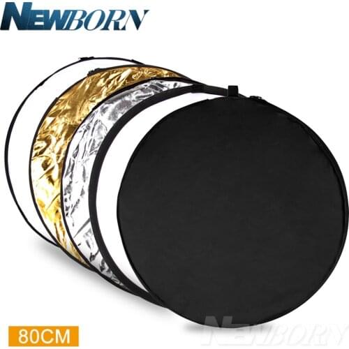 32" 80cm 5 in 1 Round Photography/Photo Reflector New Portable Collapsible Light Round Reflector with Zipped Round Carrying Bag