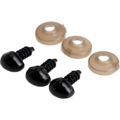 50pcs Black Doll Safety Nose Eyes for Bear Stuffed Toys Snap Animal with Plug Washers DIY Craft