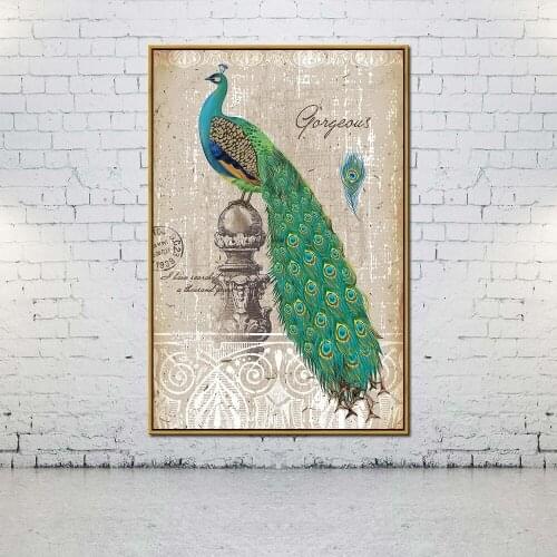 Artcozy Oil Canvas Painting Classical peacock bird For Home Decoration Wall Art