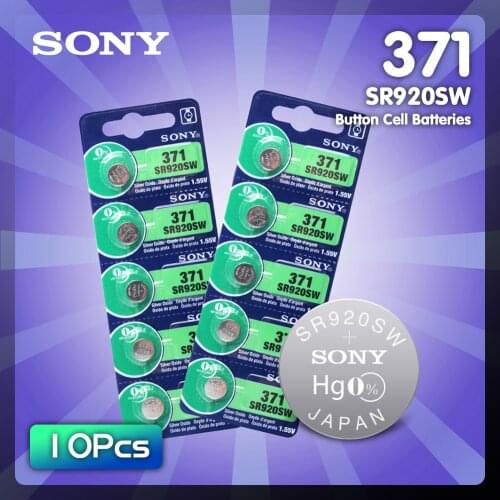 10pcs Sony 45mAh 1.55V AG6 371 SR920SW LR920 171 370 L921 LR69 SR920 Button Batteries For Watch Toy Remote Cell Coin Battery