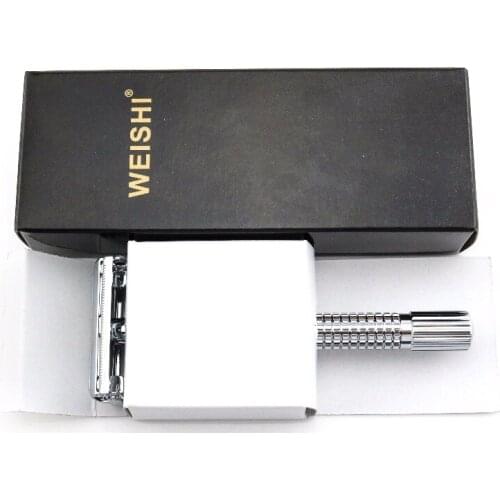 Weishi Bright Silvery Butterfly Safety Razor Long handle 9306-FL CL IL Silvery Gun color Bronze Excellent quality 80PCS/LOT NEW