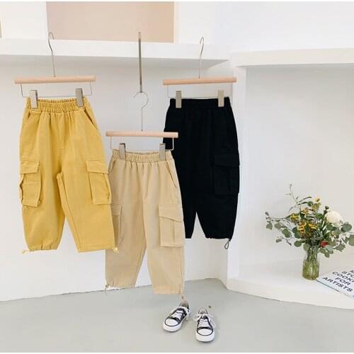 Boys Cargo Pants Childrens Clothing 2020 Autumn New Fashion Wild Female Baby Casual Sport Pants Kids Boys Solid Trousers 2-8Y