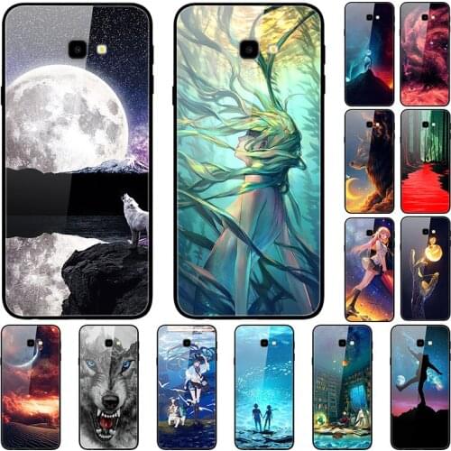 Case For Samsung Galaxy J4 Plus Black Silicone Bumper With Tempered Glass Back Phone Cover Series 3