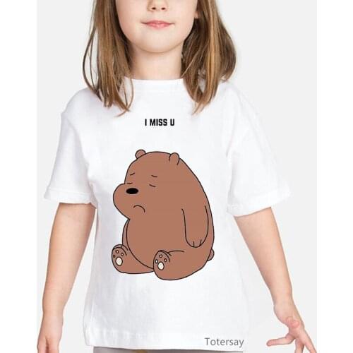 Cute Bear Cartoon Print T Shirt Kawaii Kids Clothes Girls Harajuku Shirt Summer Fashion Girls T-shirt Birthday Gift Tshirt Girls