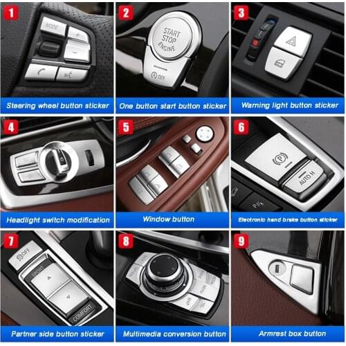 Chrome ABS Car interior Buttons Sequins Decoration Cover Trim Decals for BMW 5 series f10 f18 520 525 528 530 2011-17 Car Decora