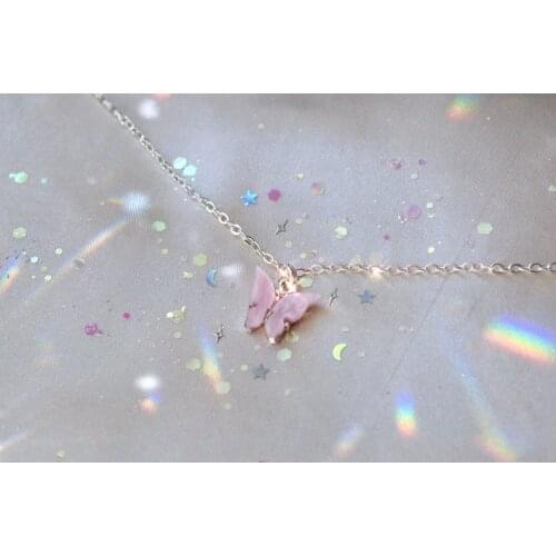 Dainty Butterfly Necklace Butterfly Pendant Necklace Minimalist Necklace Bridesmaid Gift Idea Tiny Butterfly~U pick color