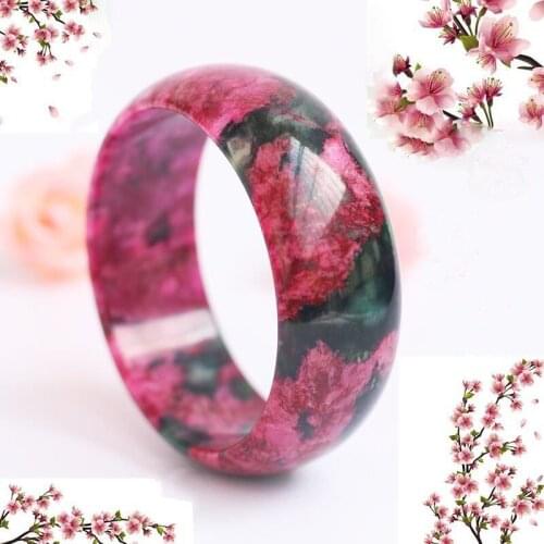Chinese Natural Peach Blossom Jade Hand-carved Widening Bracelet Fashion Boutique Jewelry Men and Women Pink Bracelet